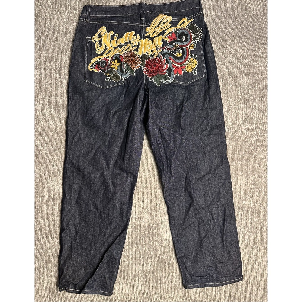 Ninth Hall Ambush Jeans Mens 36 Embroidered Dragon Floral Graphic Denim Pants
